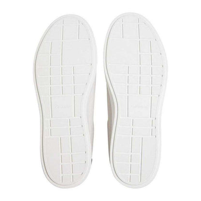 Off White-Navy - Side - Calvin Klein Mens Suede Low Trainers