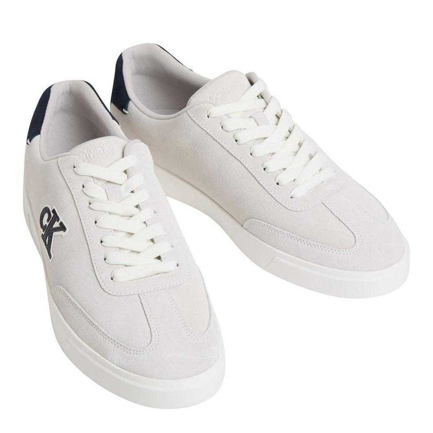 Off White-Navy - Lifestyle - Calvin Klein Mens Suede Low Trainers