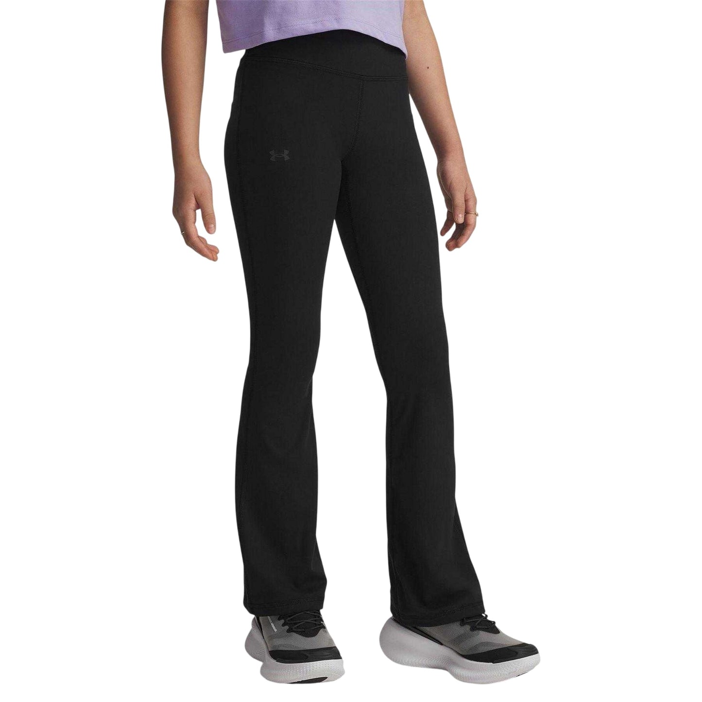 Black - Side - Under Armour Girls Flared Leg Leggings