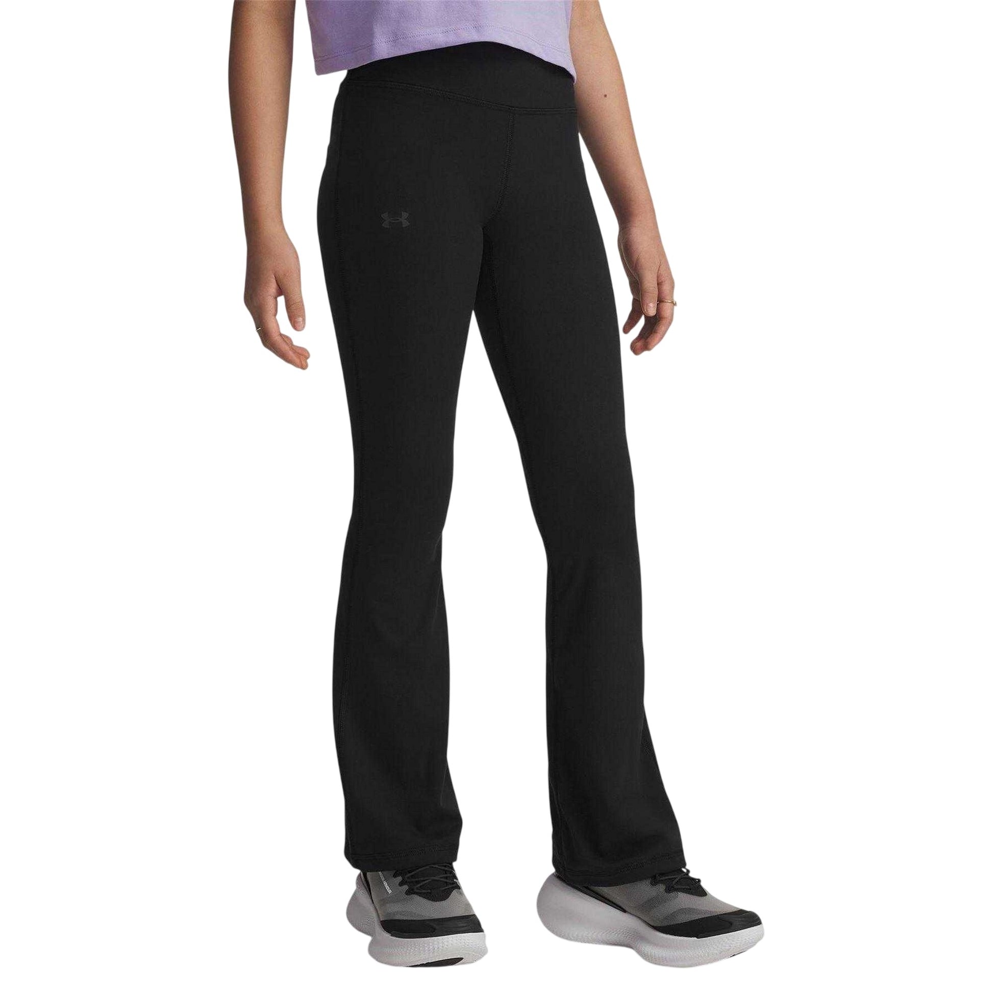 Black - Side - Under Armour Girls Flared Leg Leggings