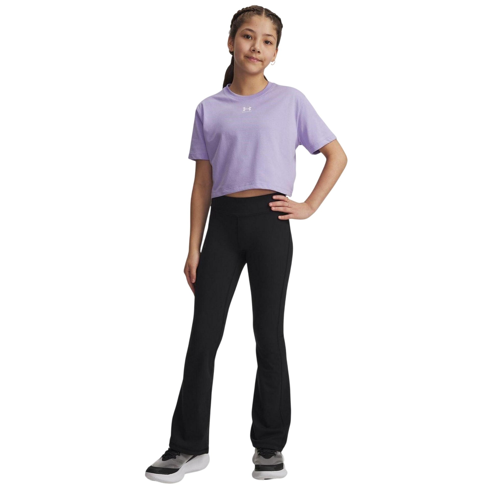 Black - Pack Shot - Under Armour Girls Flared Leg Leggings