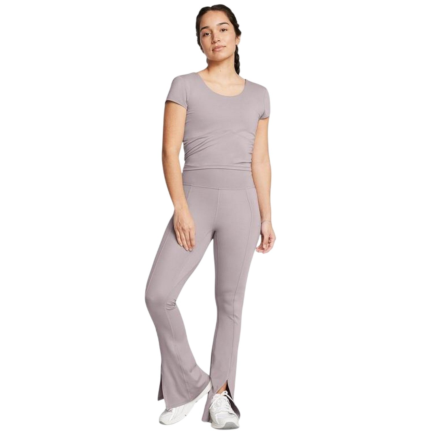 Grey - Close up - Under Armour Womens-Ladies Flared Yoga Pants