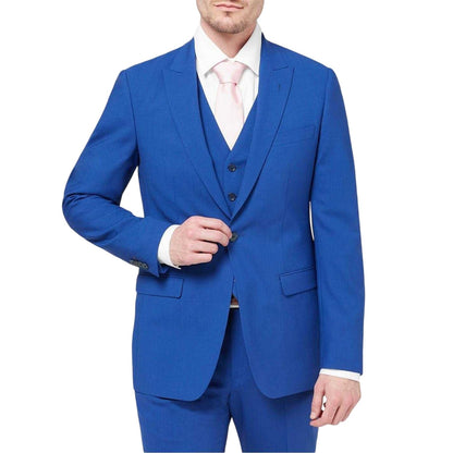 Bright Blue - Side - Without Prejudice Mens Wool Blend Slim Waistcoat