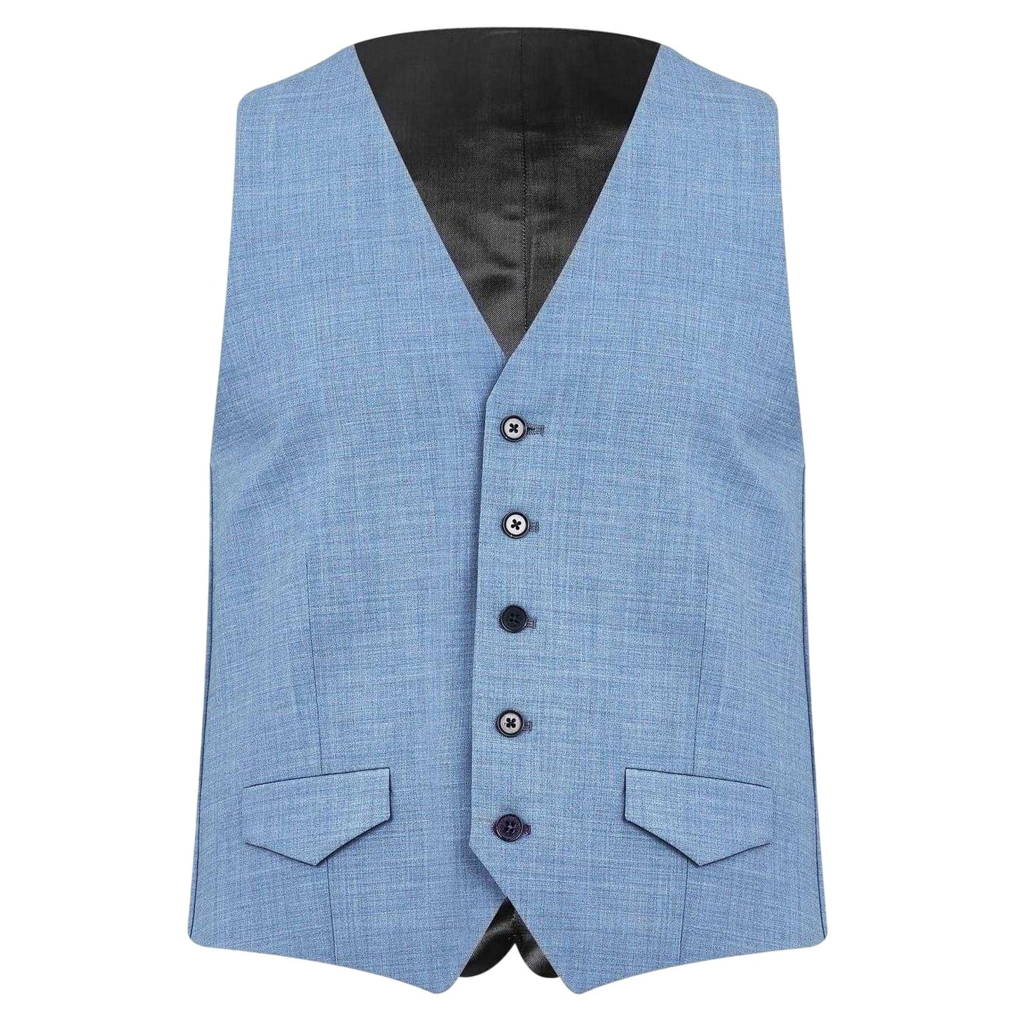 Light Blue - Front - Without Prejudice Mens Wool Blend Slim Waistcoat