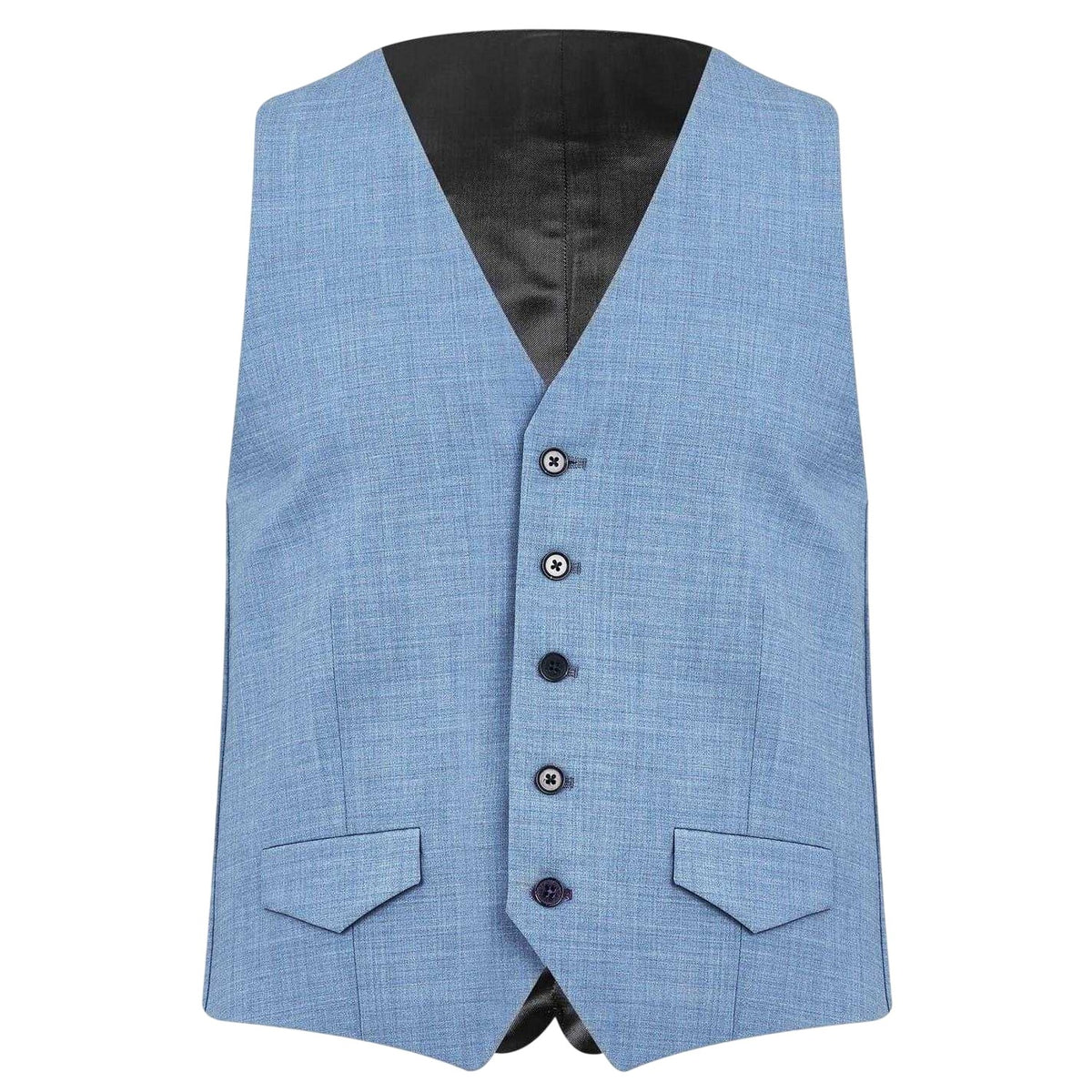 Light Blue - Front - Without Prejudice Mens Wool Blend Slim Waistcoat