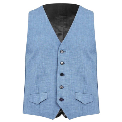 Light Blue - Front - Without Prejudice Mens Wool Blend Slim Waistcoat