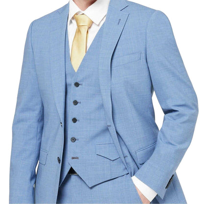 Light Blue - Side - Without Prejudice Mens Wool Blend Slim Waistcoat