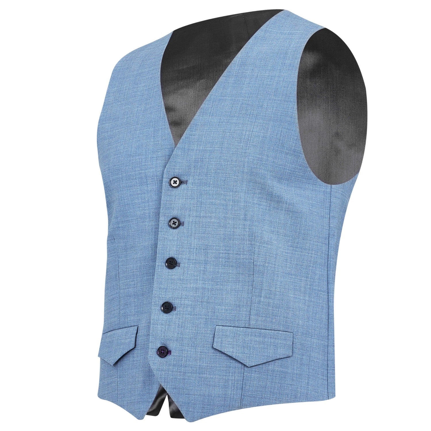 Light Blue - Lifestyle - Without Prejudice Mens Wool Blend Slim Waistcoat