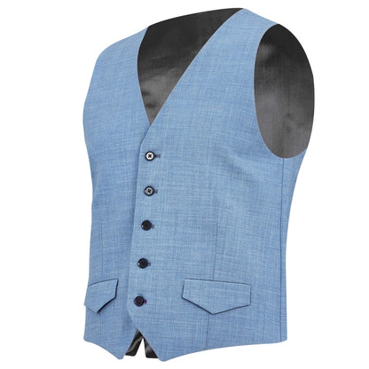 Light Blue - Lifestyle - Without Prejudice Mens Wool Blend Slim Waistcoat