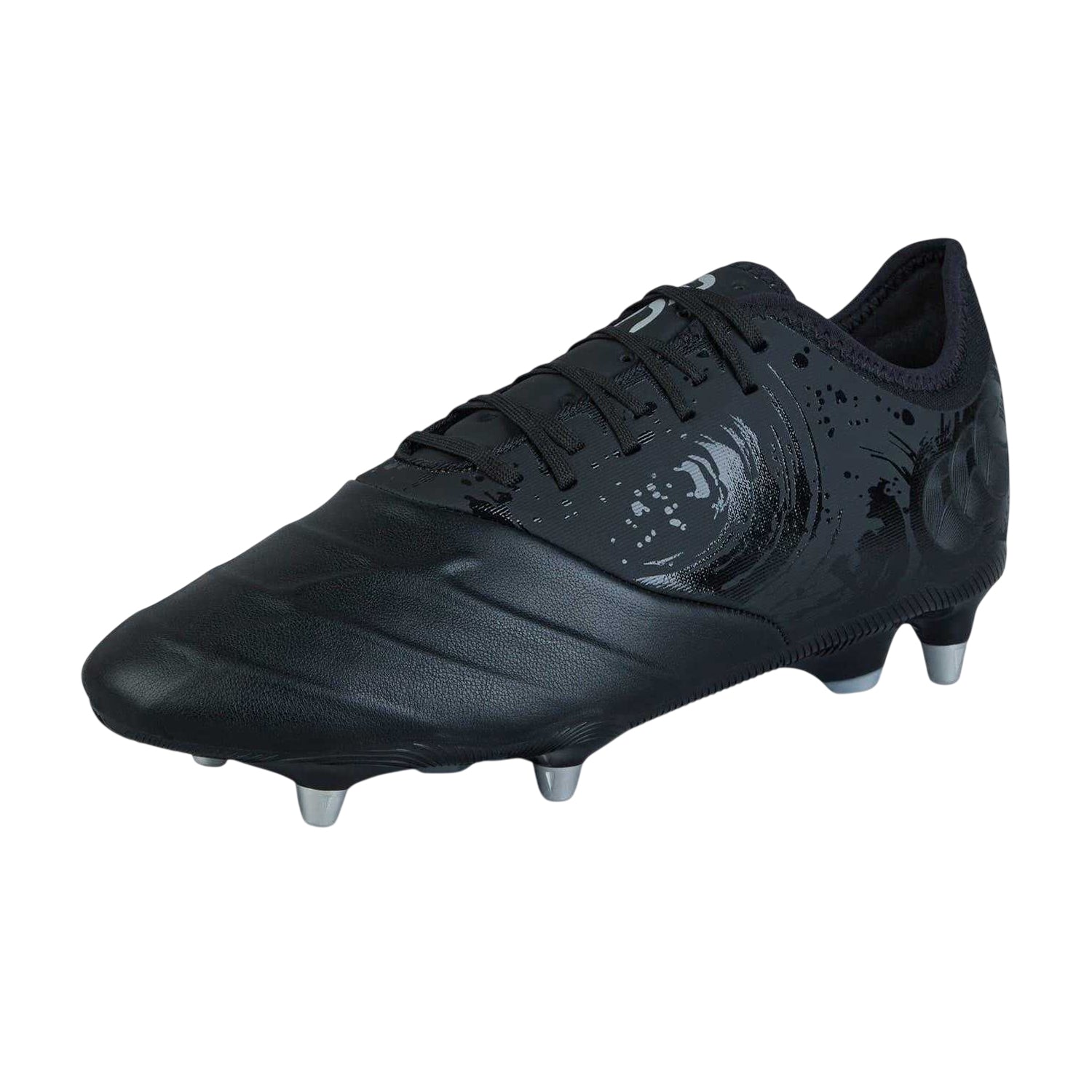 Black-Silver - Pack Shot - Canterbury Mens Phoenix Genesis Pro Leather Hybrid Soft Ground Rugby Boots