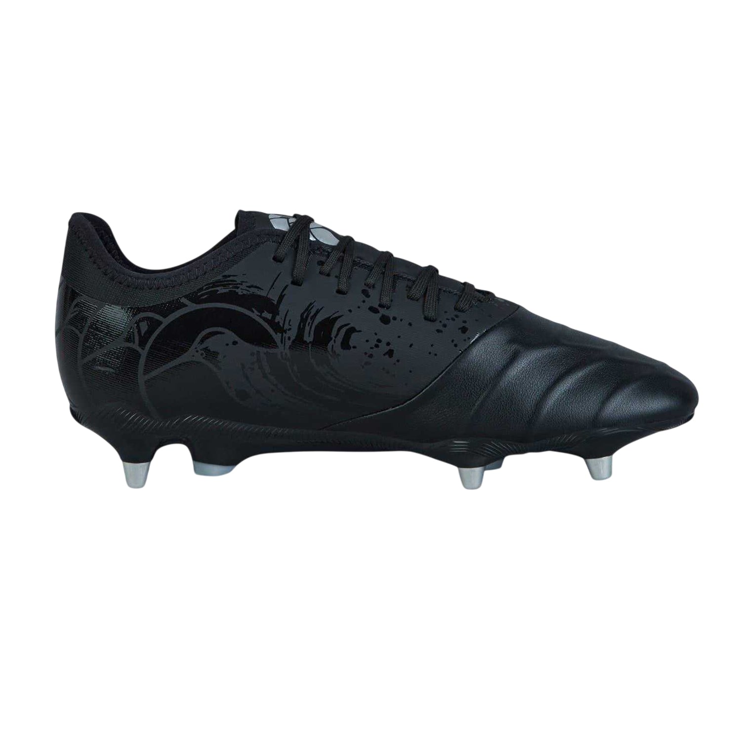 Black-Silver - Front - Canterbury Mens Phoenix Genesis Pro Leather Hybrid Soft Ground Rugby Boots