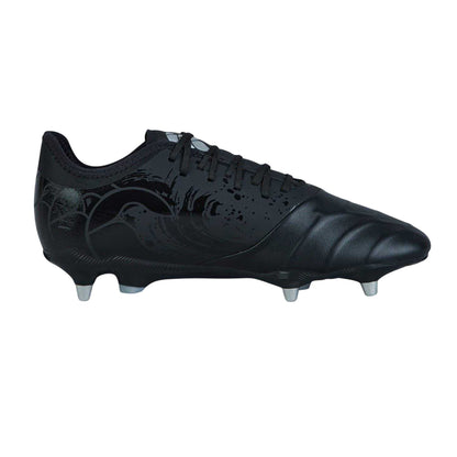 Black-Silver - Front - Canterbury Mens Phoenix Genesis Pro Leather Hybrid Soft Ground Rugby Boots