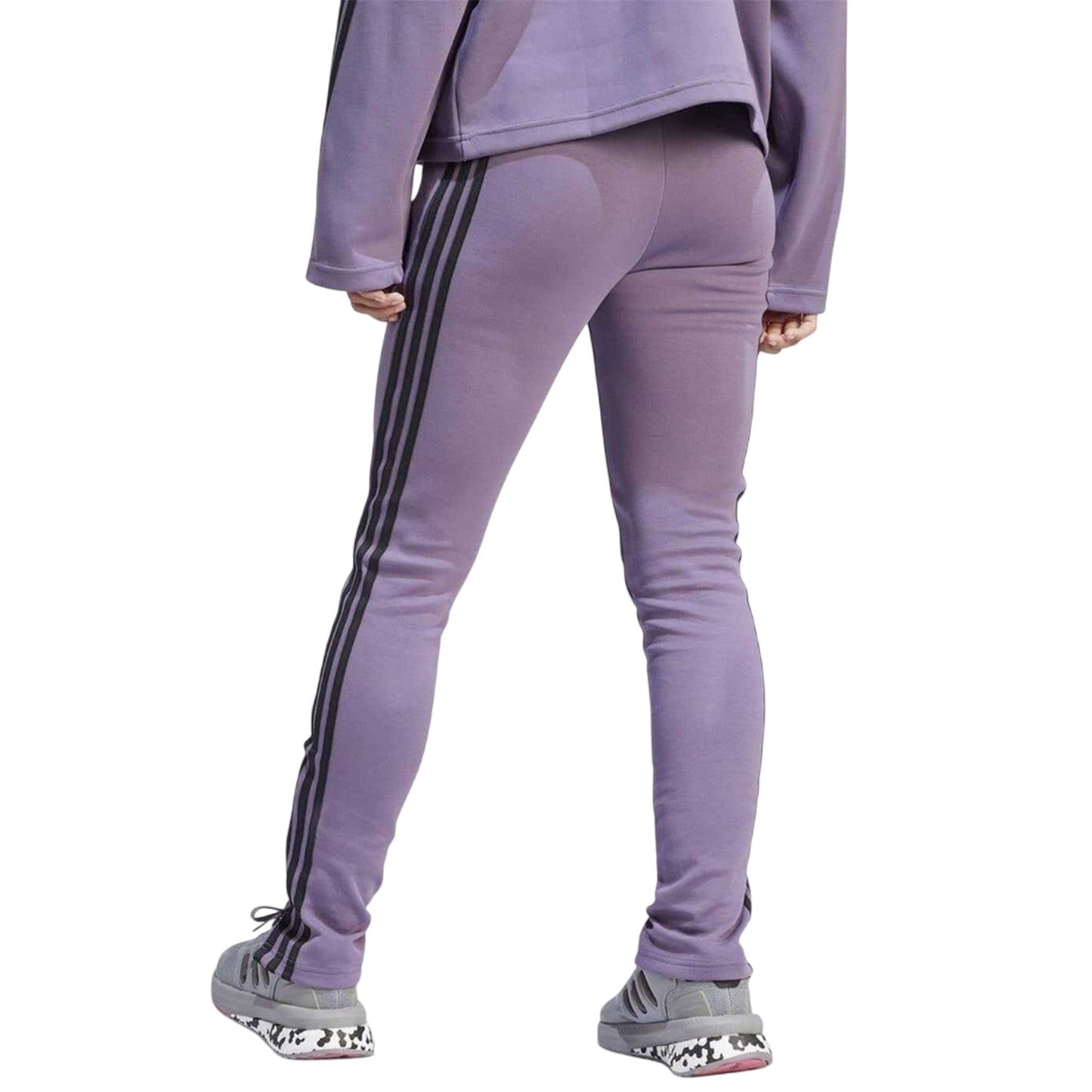Purple - Back - Adidas Womens-Ladies Future Icons Triple Stripe Tracksuit Bottoms