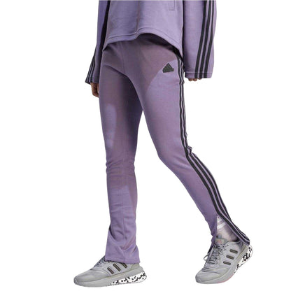 Purple - Side - Adidas Womens-Ladies Future Icons Triple Stripe Tracksuit Bottoms