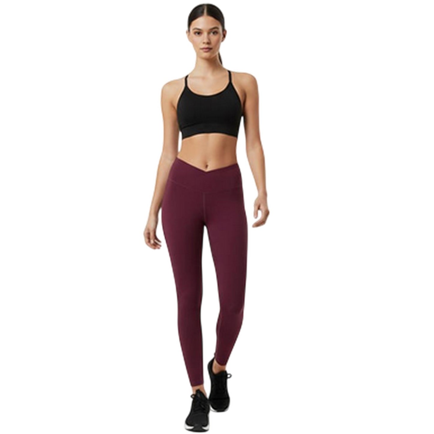 Dark Cherry - Pack Shot - USA Womens-Ladies Nylon Leggings