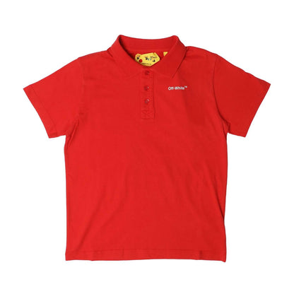 Red-White - Front - Off White Childrens-Kids Arrow Polo Shirt