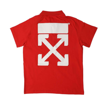 Red-White - Back - Off White Childrens-Kids Arrow Polo Shirt
