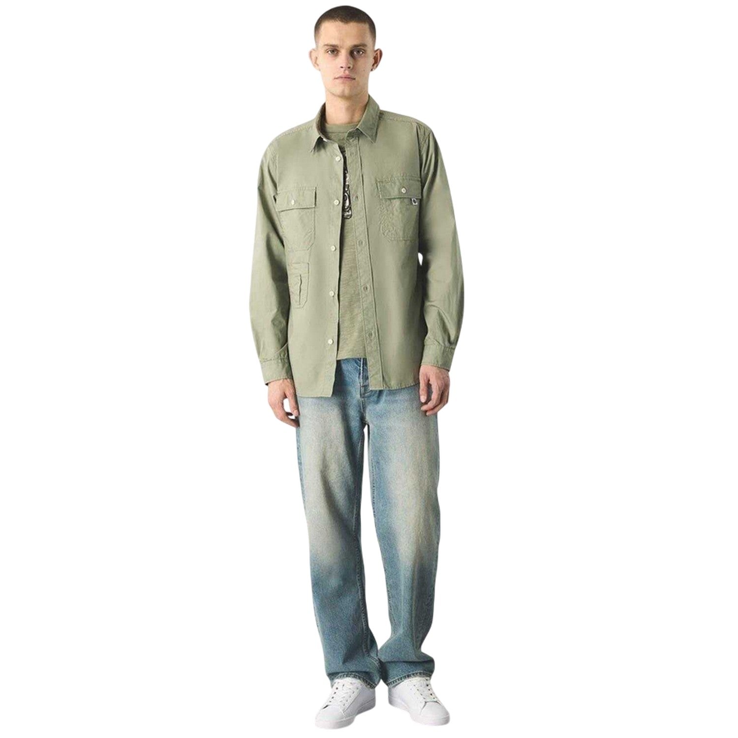 Green - Lifestyle - Pretty Green Mens Brentwood Long-Sleeved Shirt