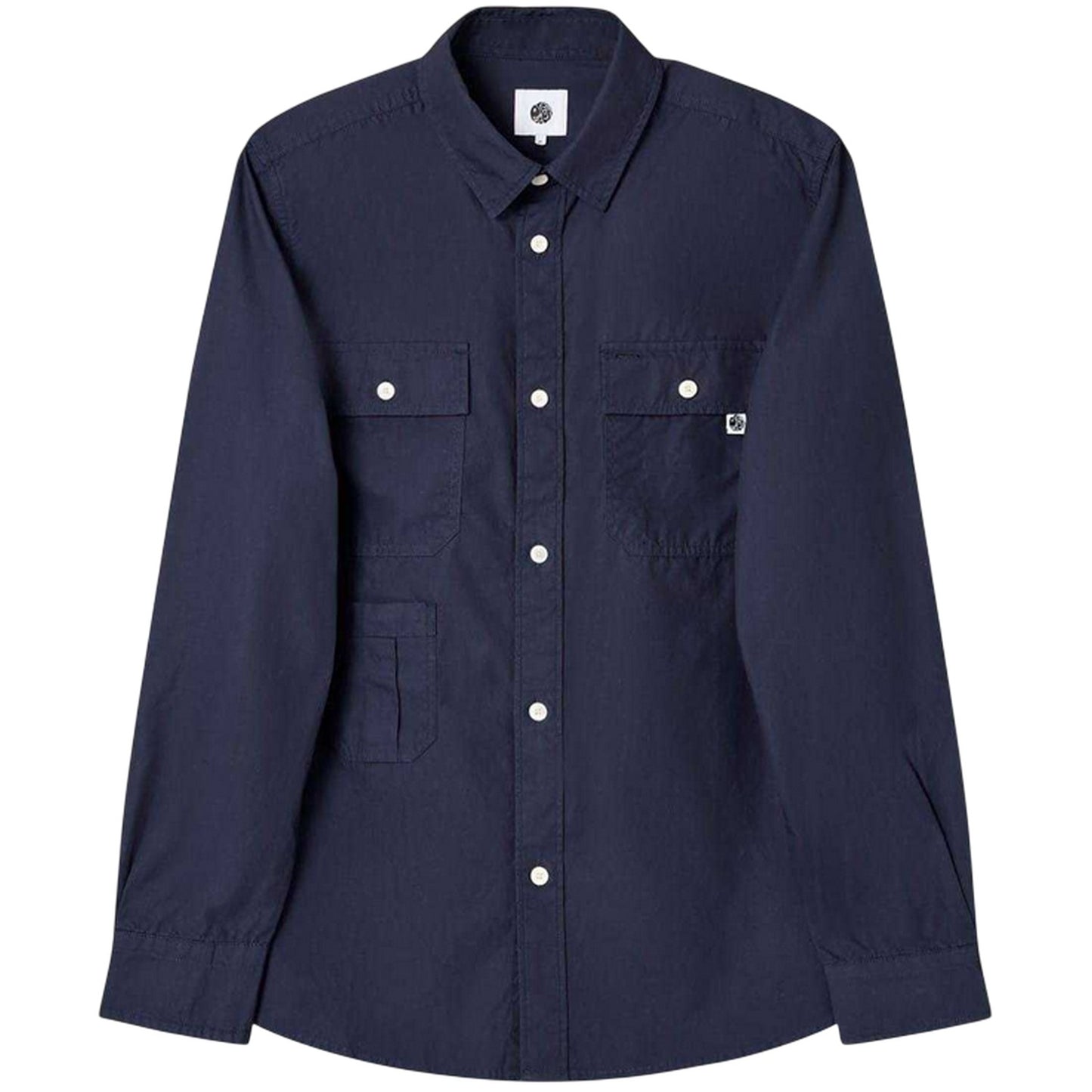 Navy - Front - Pretty Green Mens Brentwood Long-Sleeved Shirt