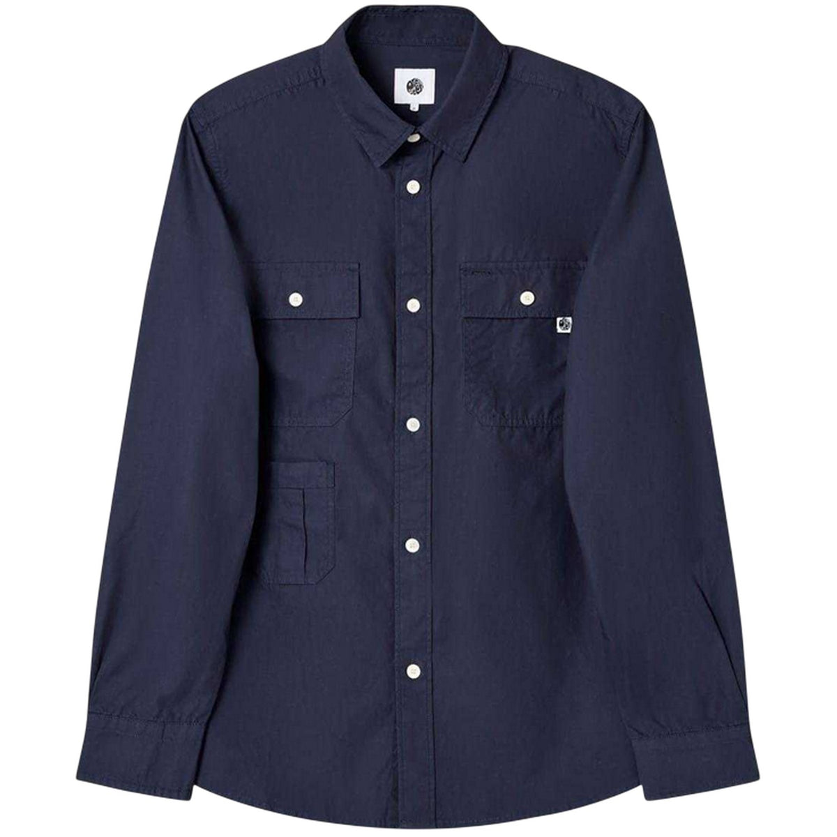 Navy - Front - Pretty Green Mens Brentwood Long-Sleeved Shirt
