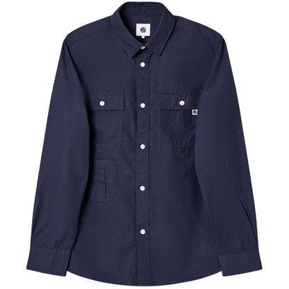 Navy - Front - Pretty Green Mens Brentwood Long-Sleeved Shirt