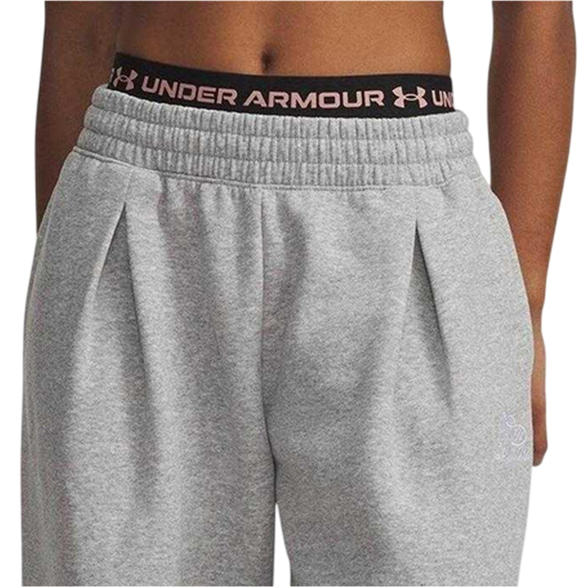 Grey Marl - Side - Under Armour Womens-Ladies Fleece Relaxed Fit Sweatpants