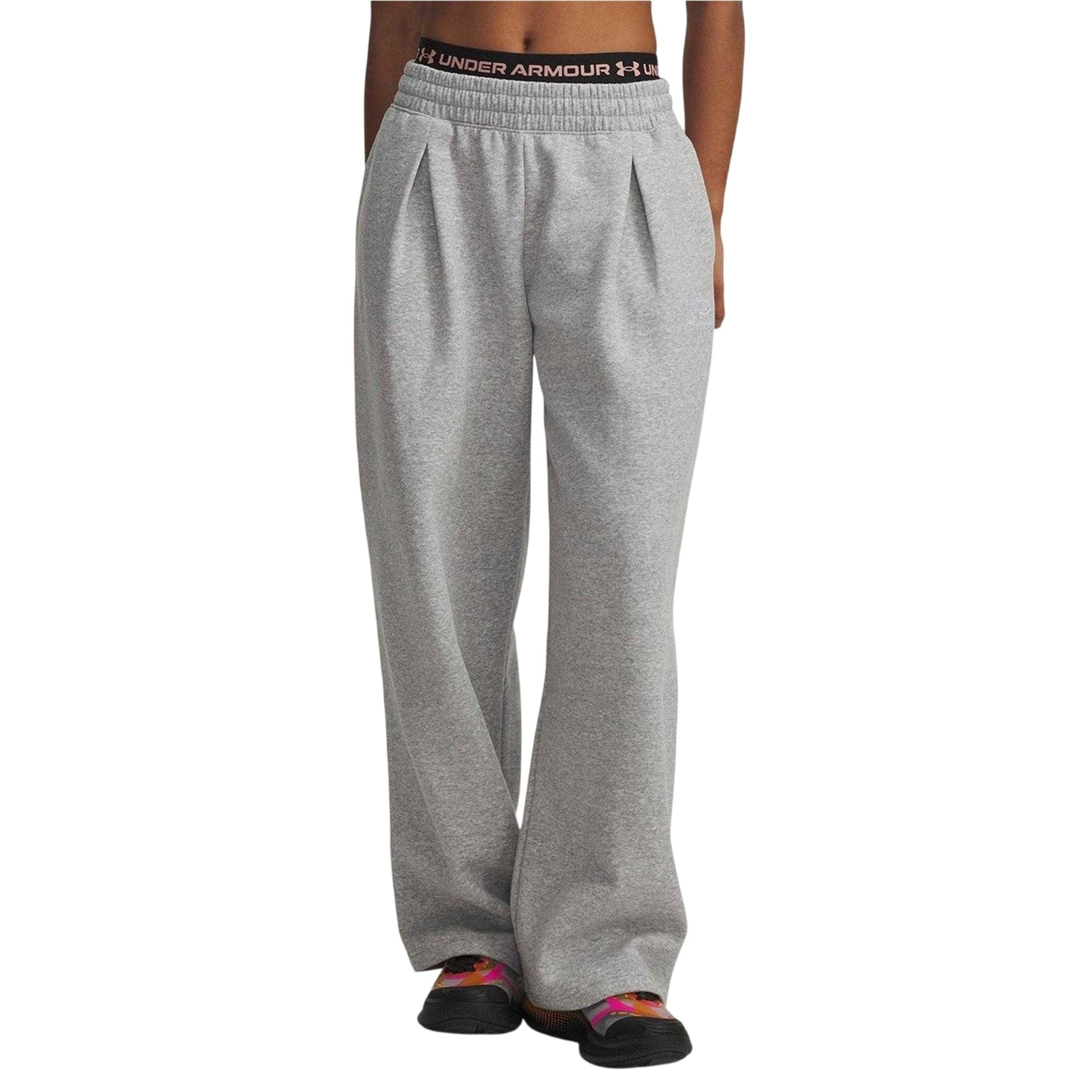 Grey Marl - Front - Under Armour Womens-Ladies Fleece Relaxed Fit Sweatpants