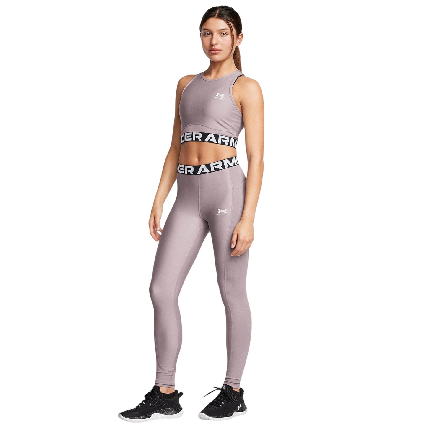 Grey - Pack Shot - Under Armour Womens-Ladies HeatGear Moisture Wicking Leggings
