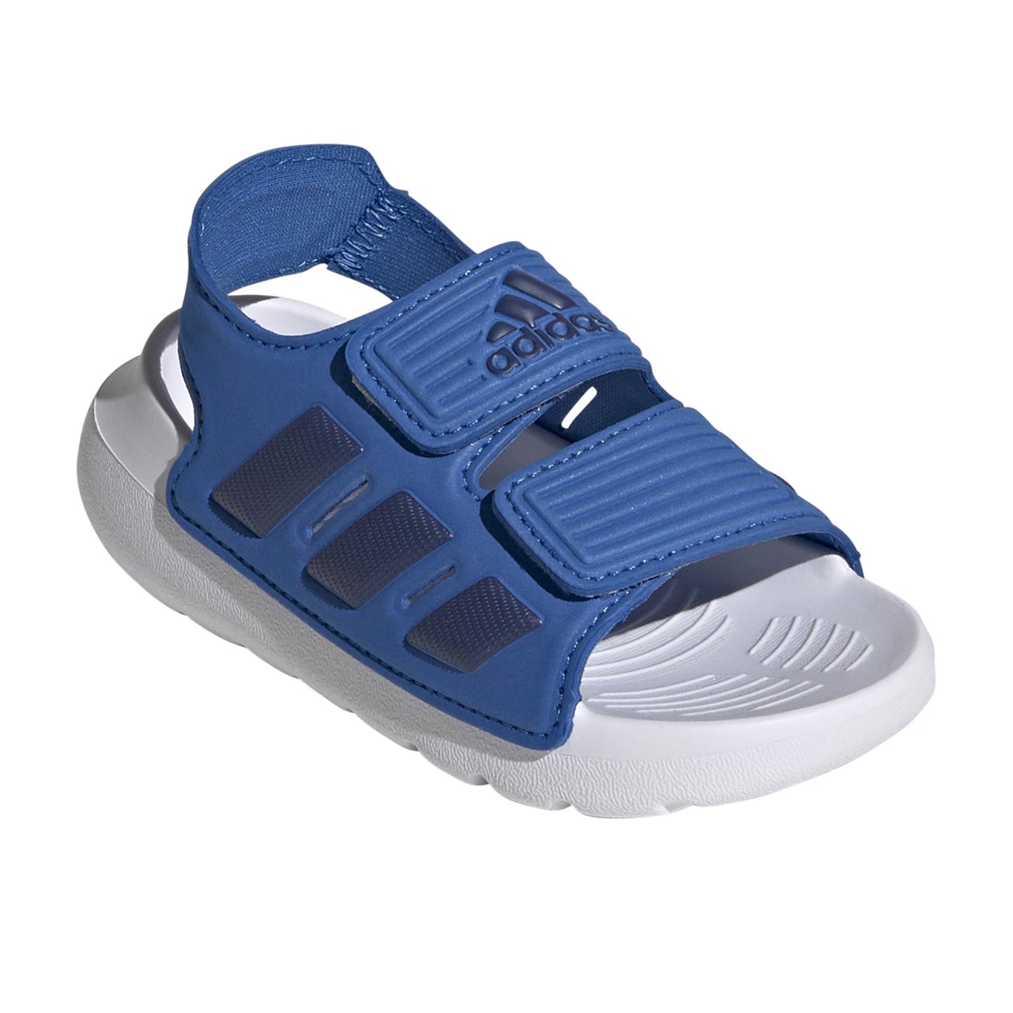 Blue-Dark Blue-White - Close up - Adidas Childrens-Kids Altaswim 2.0 Stripes Open Toe Sports Sandals