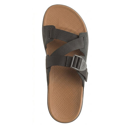 Black - Back - Chaco Mens Lowdown Leather Open Toe Flatform Slides