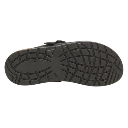 Black - Side - Chaco Mens Lowdown Leather Open Toe Flatform Slides