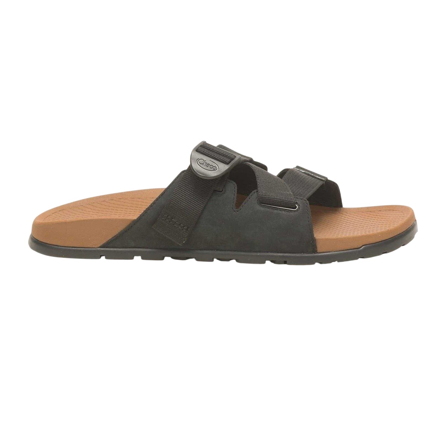 Black - Front - Chaco Mens Lowdown Leather Open Toe Flatform Slides