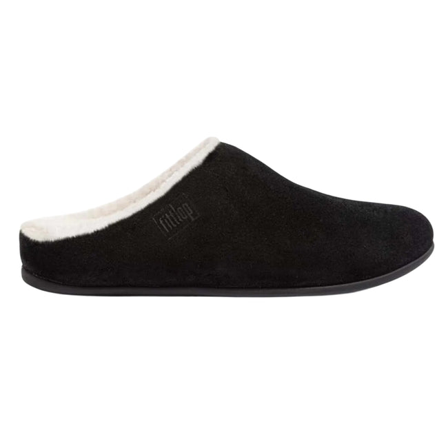 Black - Back - FitFlop Womens-Ladies Chrissie Suede Slippers
