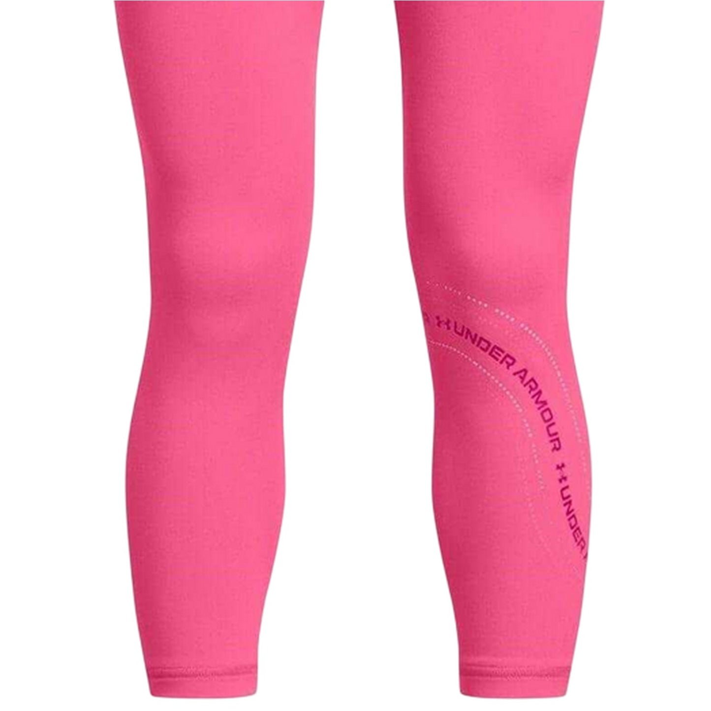 Pink - Side - Under Armour Girls Performance Fitted Leggings