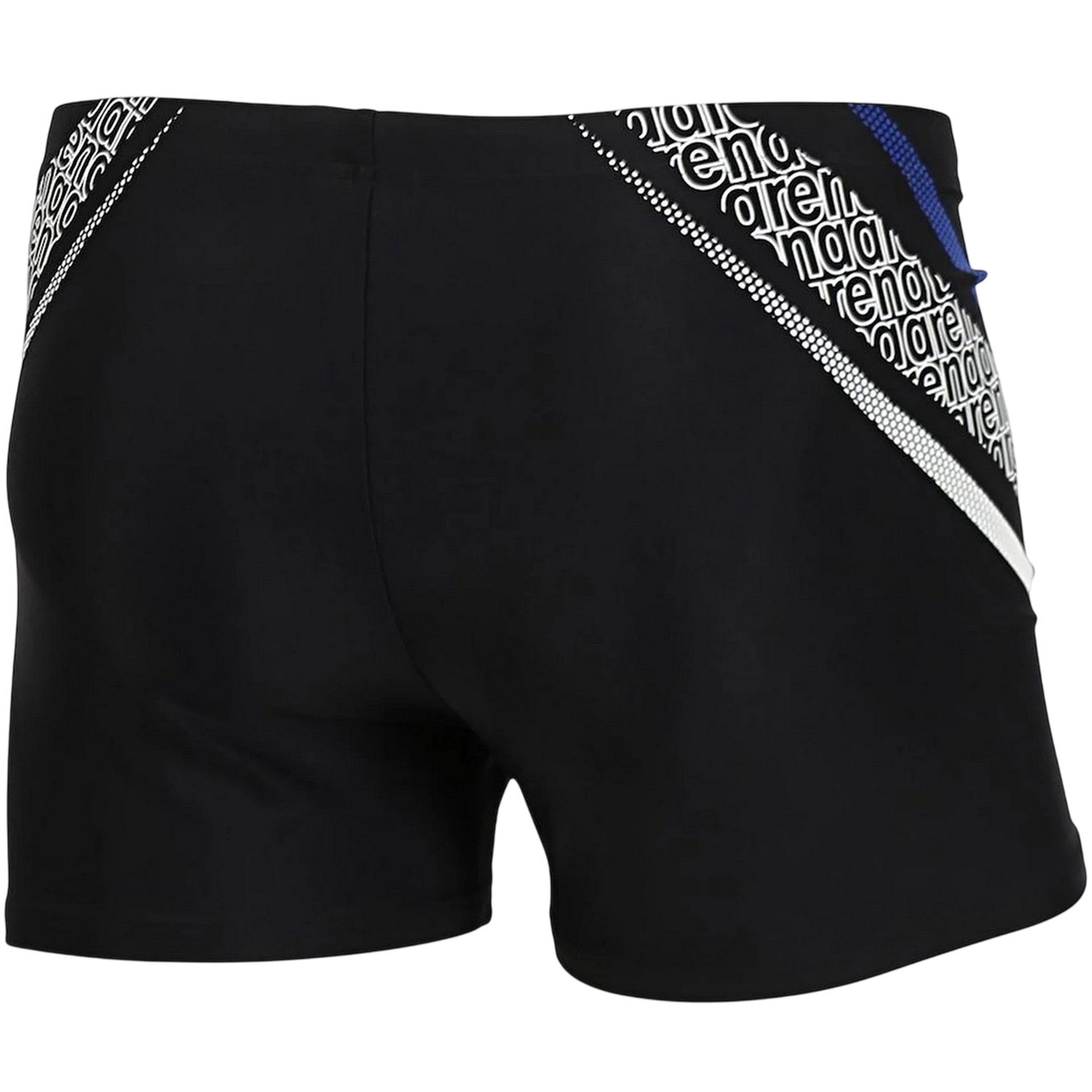 Black - Back - Arena Mens Lettering Print Regular Swim Shorts