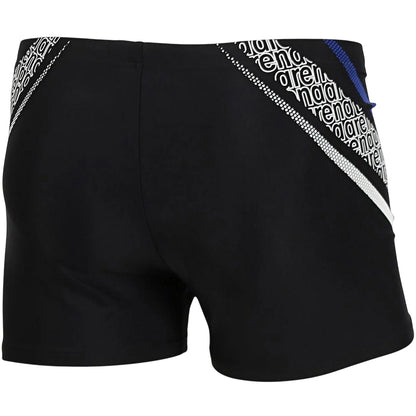 Black - Back - Arena Mens Lettering Print Regular Swim Shorts