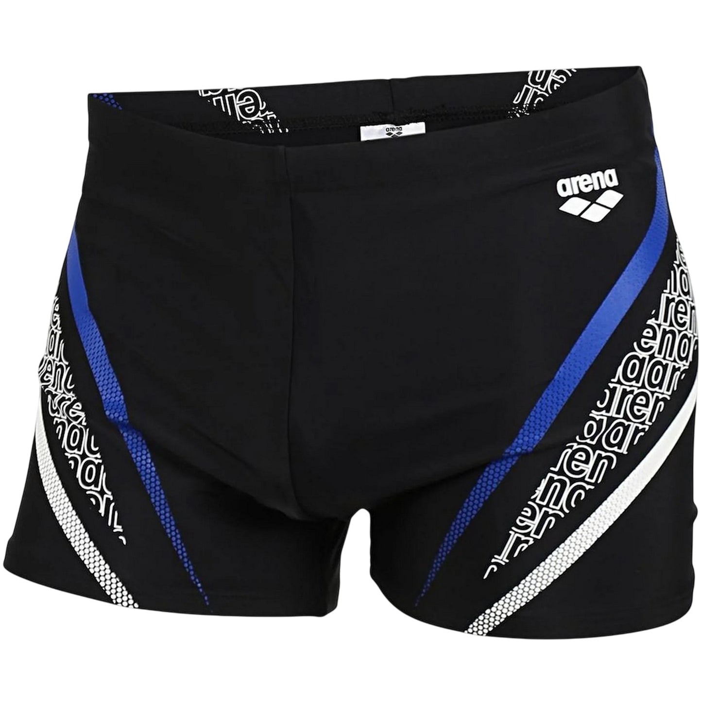 Black - Front - Arena Mens Lettering Print Regular Swim Shorts