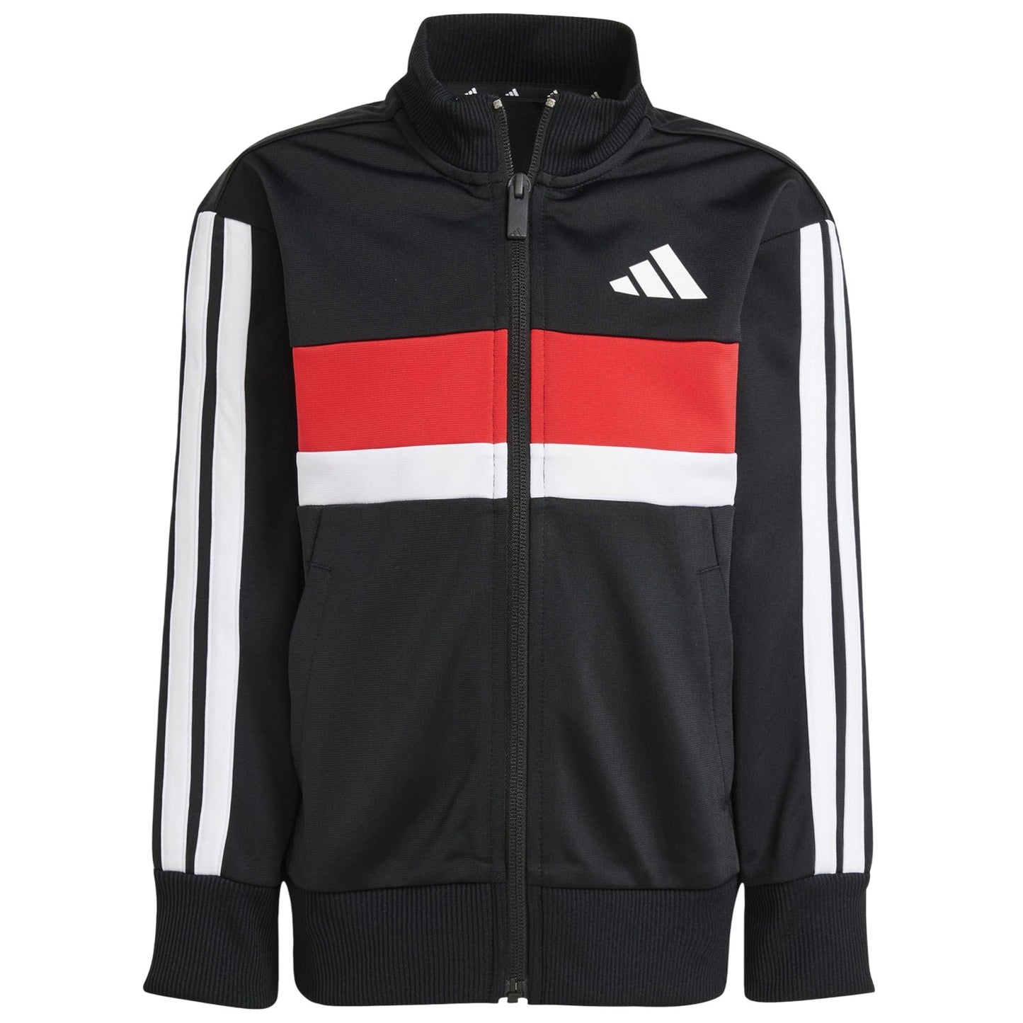Black-Red - Back - Adidas Childrens-Kids Tiberio 3 Stripes Polyester Tracksuit Set