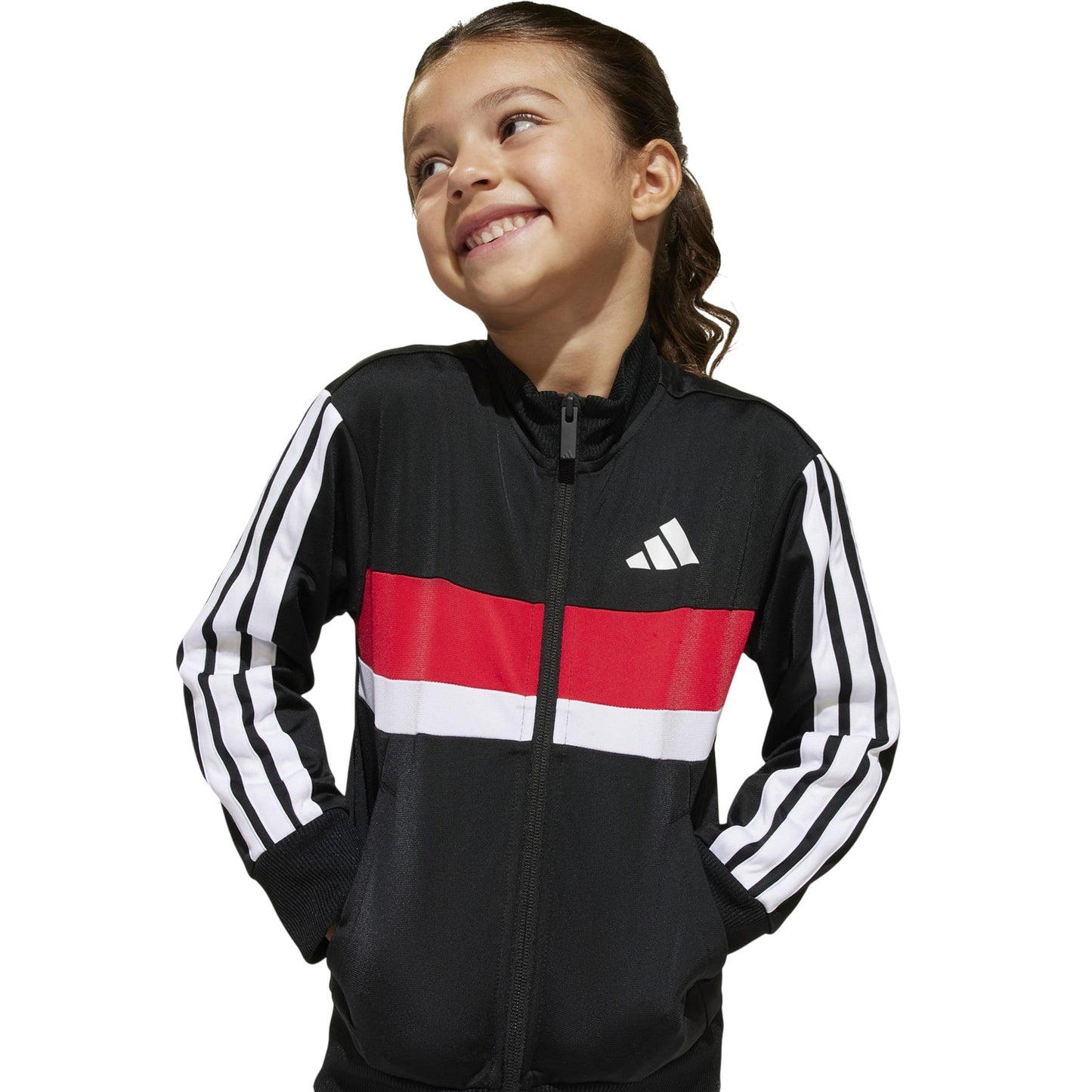 Black-Red - Lifestyle - Adidas Childrens-Kids Tiberio 3 Stripes Polyester Tracksuit Set
