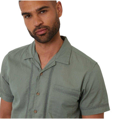 Sage - Side - Threadbare Mens Crochet Trim Short-Sleeved Shirt