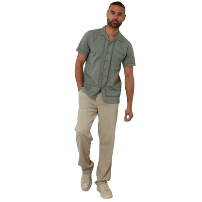 Sage - Lifestyle - Threadbare Mens Crochet Trim Short-Sleeved Shirt