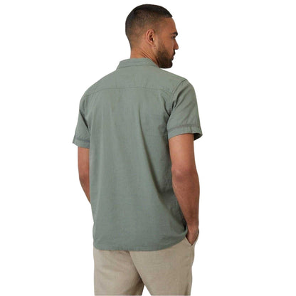Sage - Back - Threadbare Mens Crochet Trim Short-Sleeved Shirt