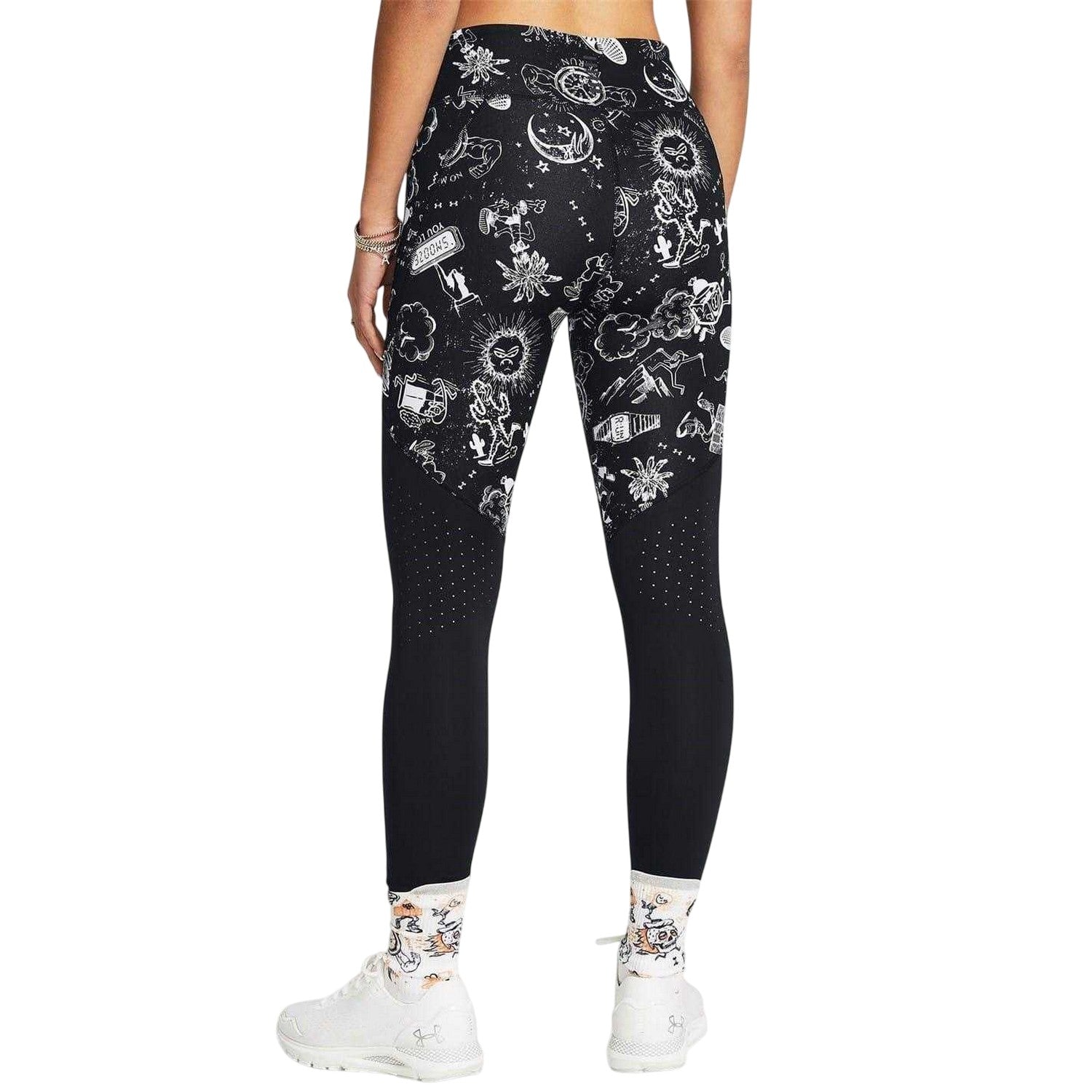 Black - Pack Shot - Under Armour Womens-Ladies We Run Graphic Print Leggings