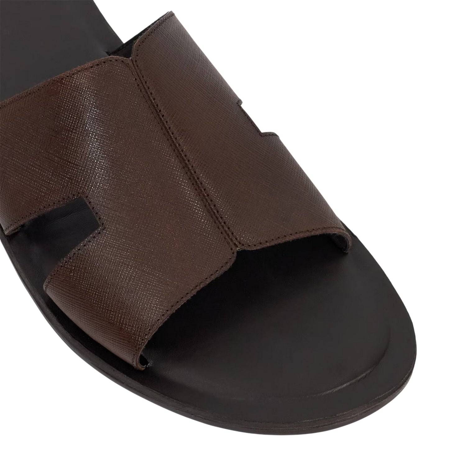 Brown - Pack Shot - Dune London Mens Itos Leather Flat Slides
