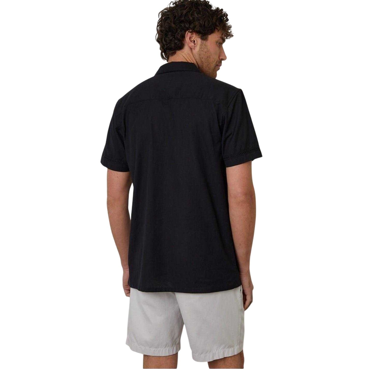 Black - Back - Threadbare Mens Embroidered Collared Short-Sleeved Bowling Shirt