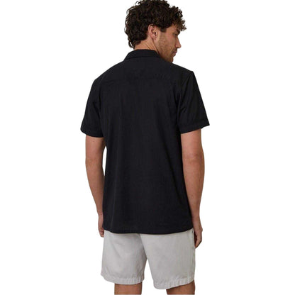 Black - Back - Threadbare Mens Embroidered Collared Short-Sleeved Bowling Shirt