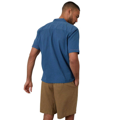 Denim - Back - Threadbare Mens Embroidered Collared Short-Sleeved Bowling Shirt