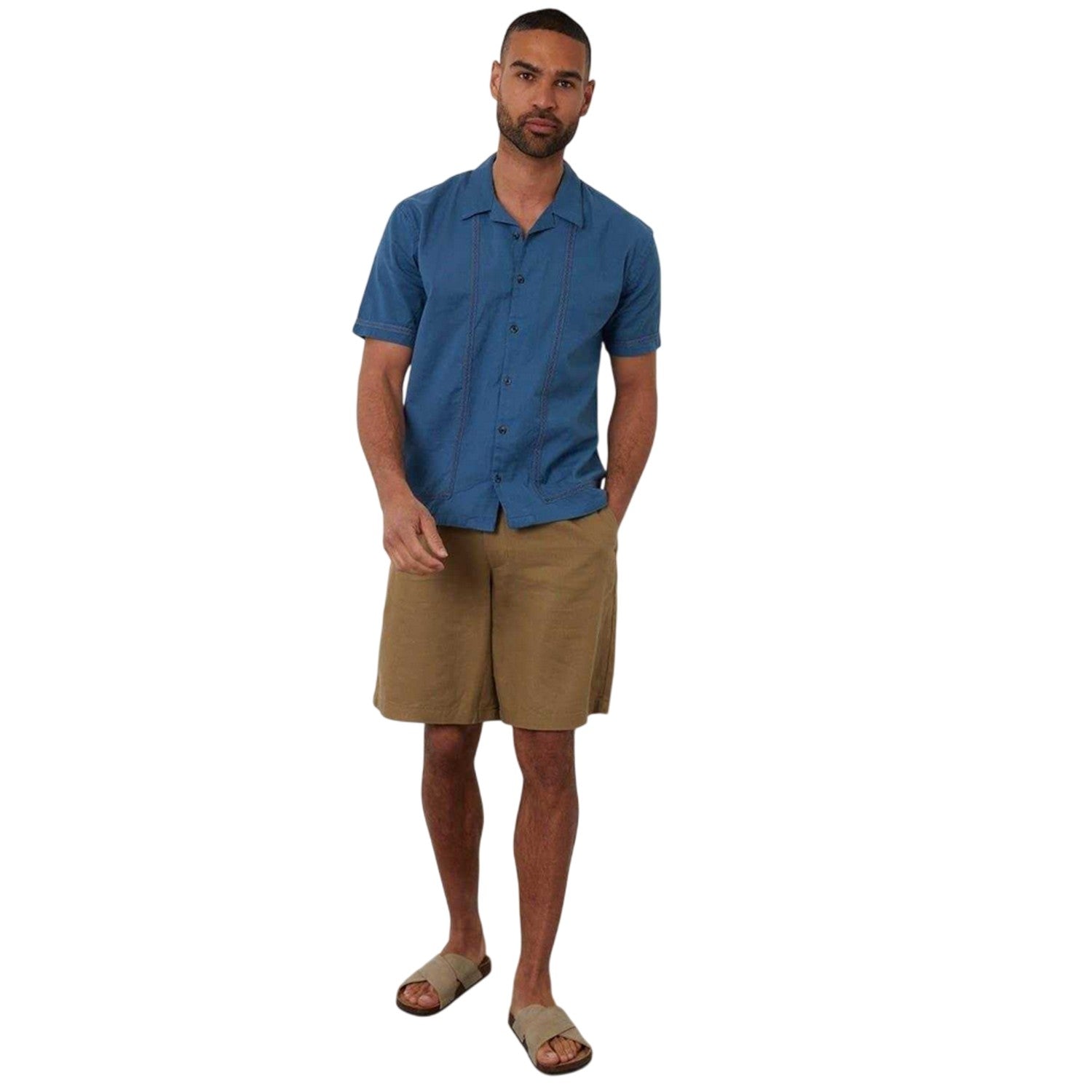 Denim - Lifestyle - Threadbare Mens Embroidered Collared Short-Sleeved Bowling Shirt