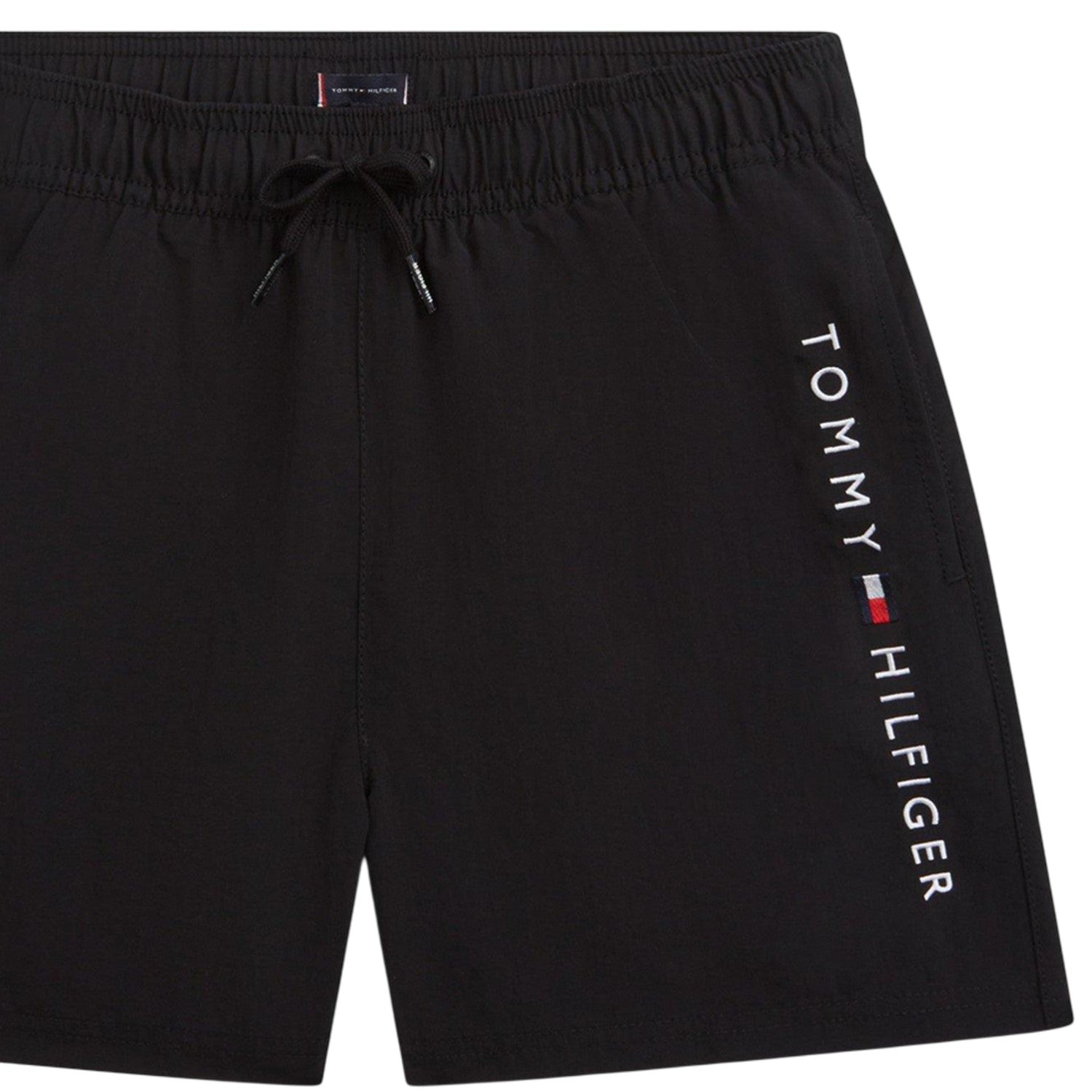 Black - Side - Tommy Hilfiger Childrens-Kids Logo Nylon Swim Shorts