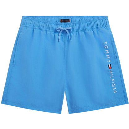 Copen Blue - Front - Tommy Hilfiger Childrens-Kids Logo Nylon Swim Shorts